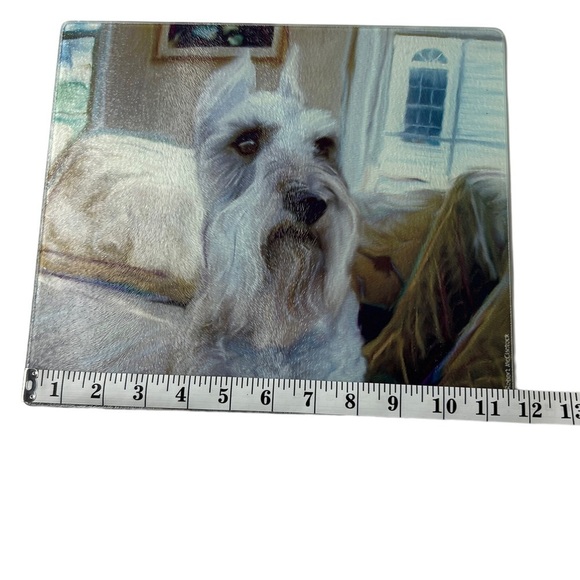 CUTTING BOARD WITH SCHNAUZER PIC BY ROBERT MCCLINTOCK GLASS HOT PLATE TRIVET - Picture 4 of 6